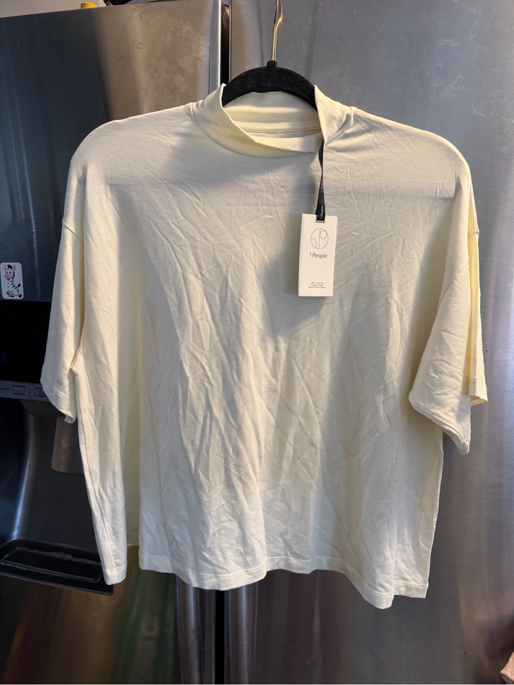 Cream Mock-Neck Short-Sleeve Blouse